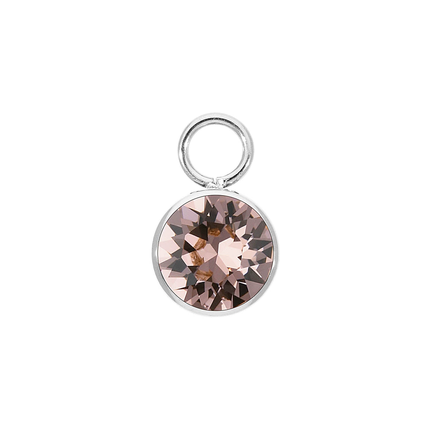 Bottone Charm 0.4" - Silver vintage rose