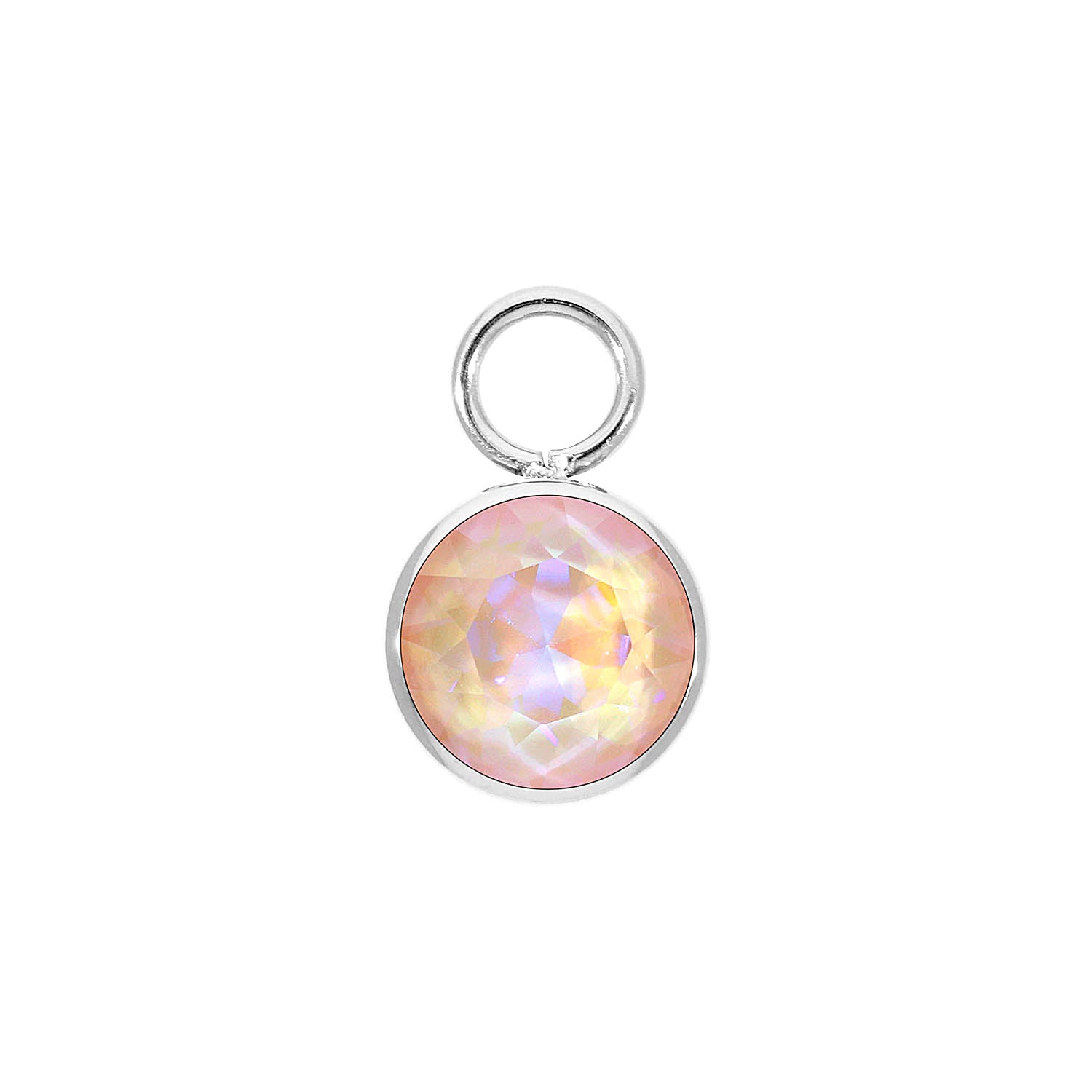Bottone Charm 0.4" - Silver dusty pink delite