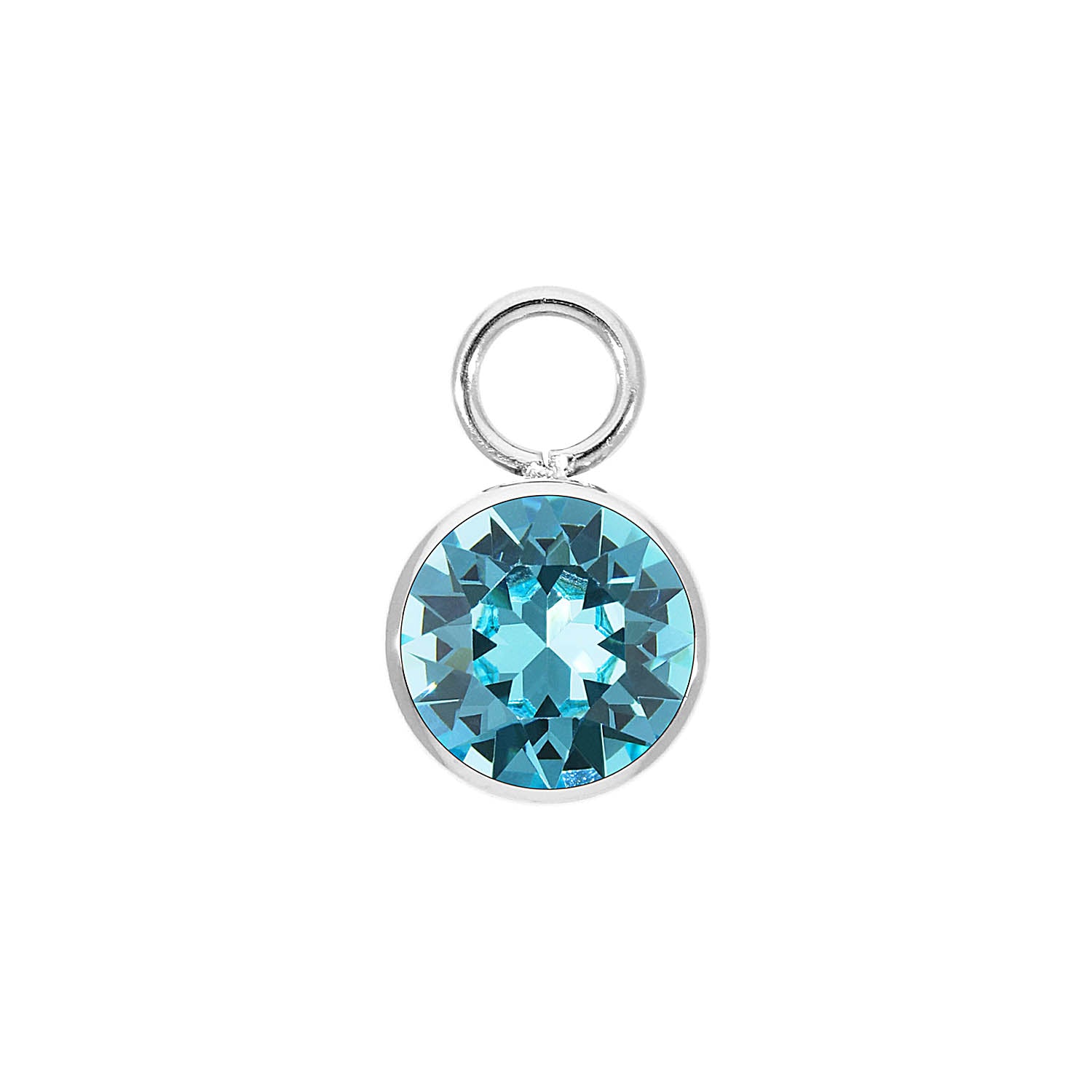 Bottone Charm 0.4" - Silver Light Turquoise