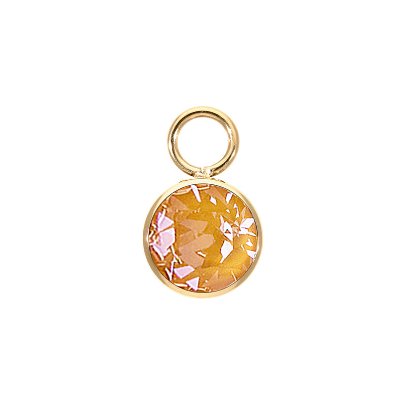 Bottone Charm 0.4" - Gold Crystal Mango Ignite