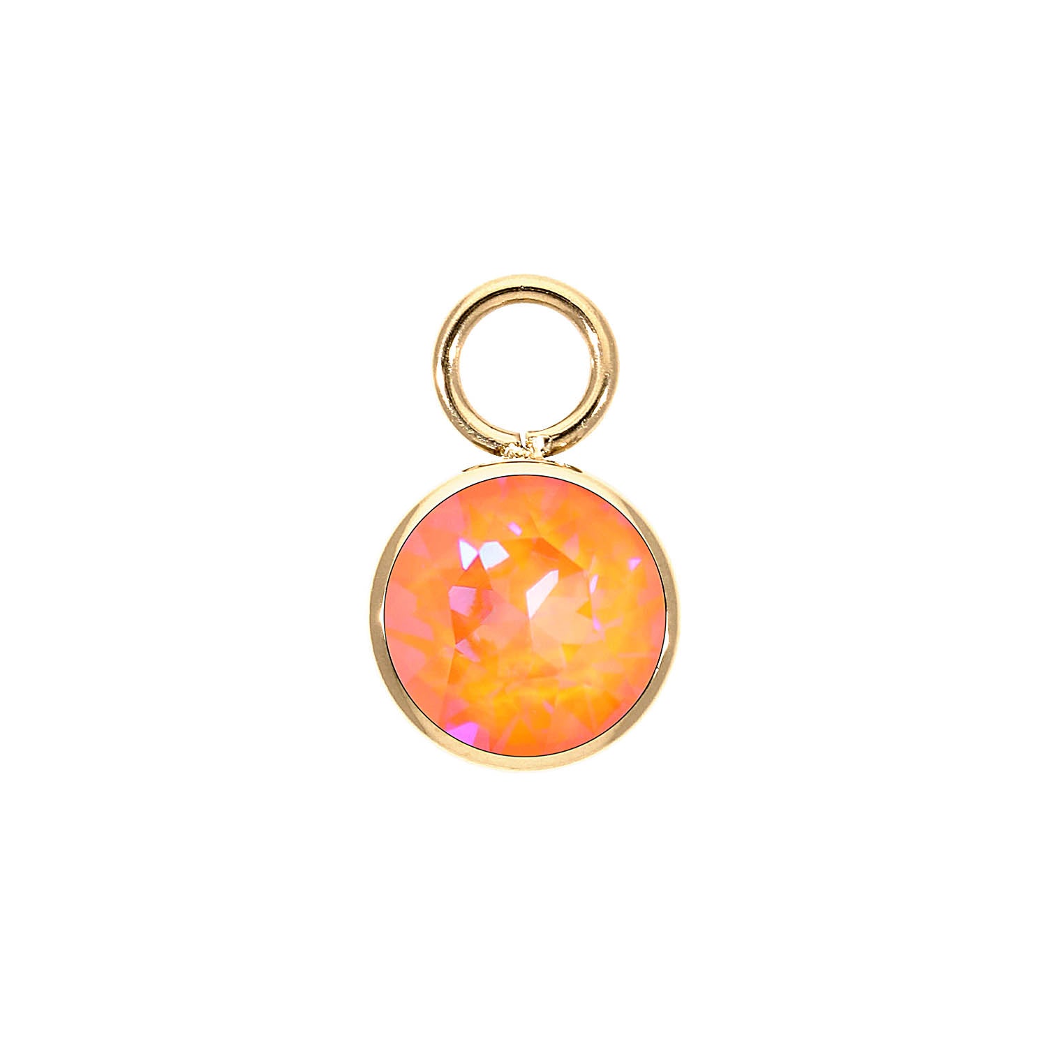 Bottone Charm 0.4" - Gold crystal orange glow delite