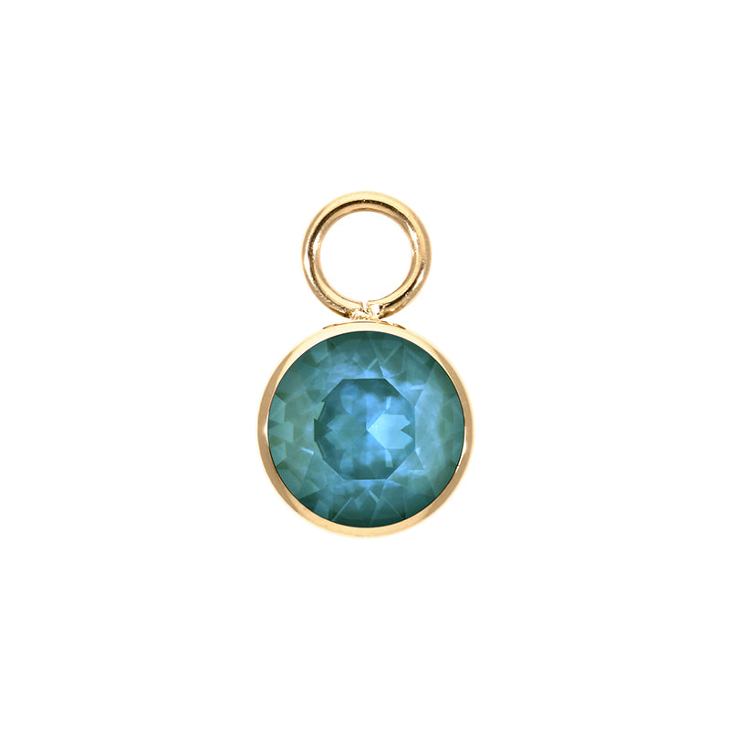 Bottone Charm 0.4" - Gold Crystal Pine Green Ignite