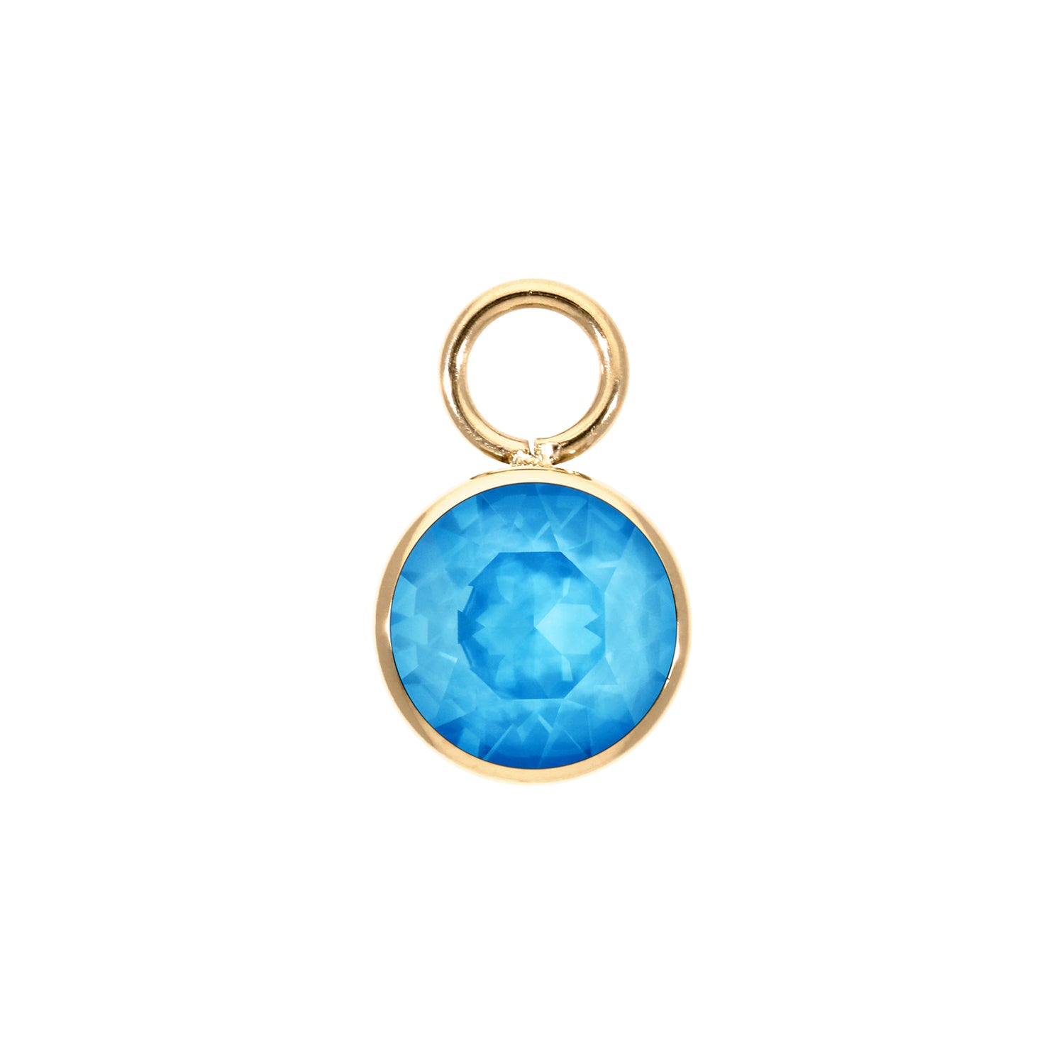 Bottone Charm 0.4" - Gold Crystal Electric Blue Ignite