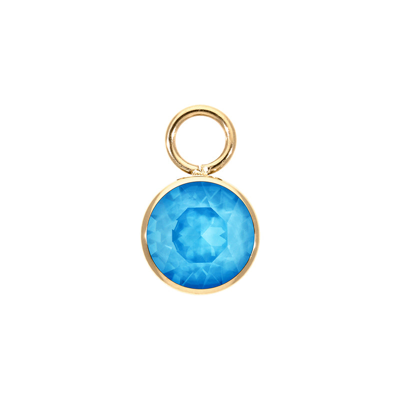 Bottone Charm 0.4" - Gold Crystal Electric Blue Ignite