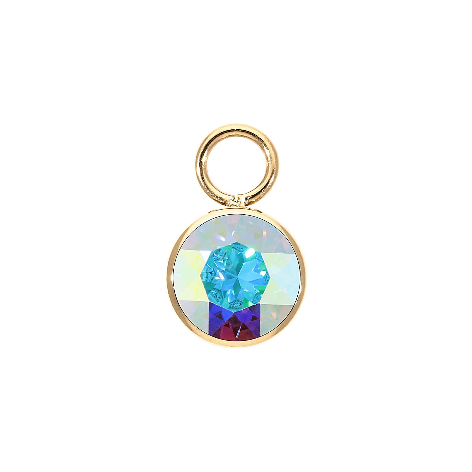 Bottone Charm 0.4" - Gold crystal aurora boreale