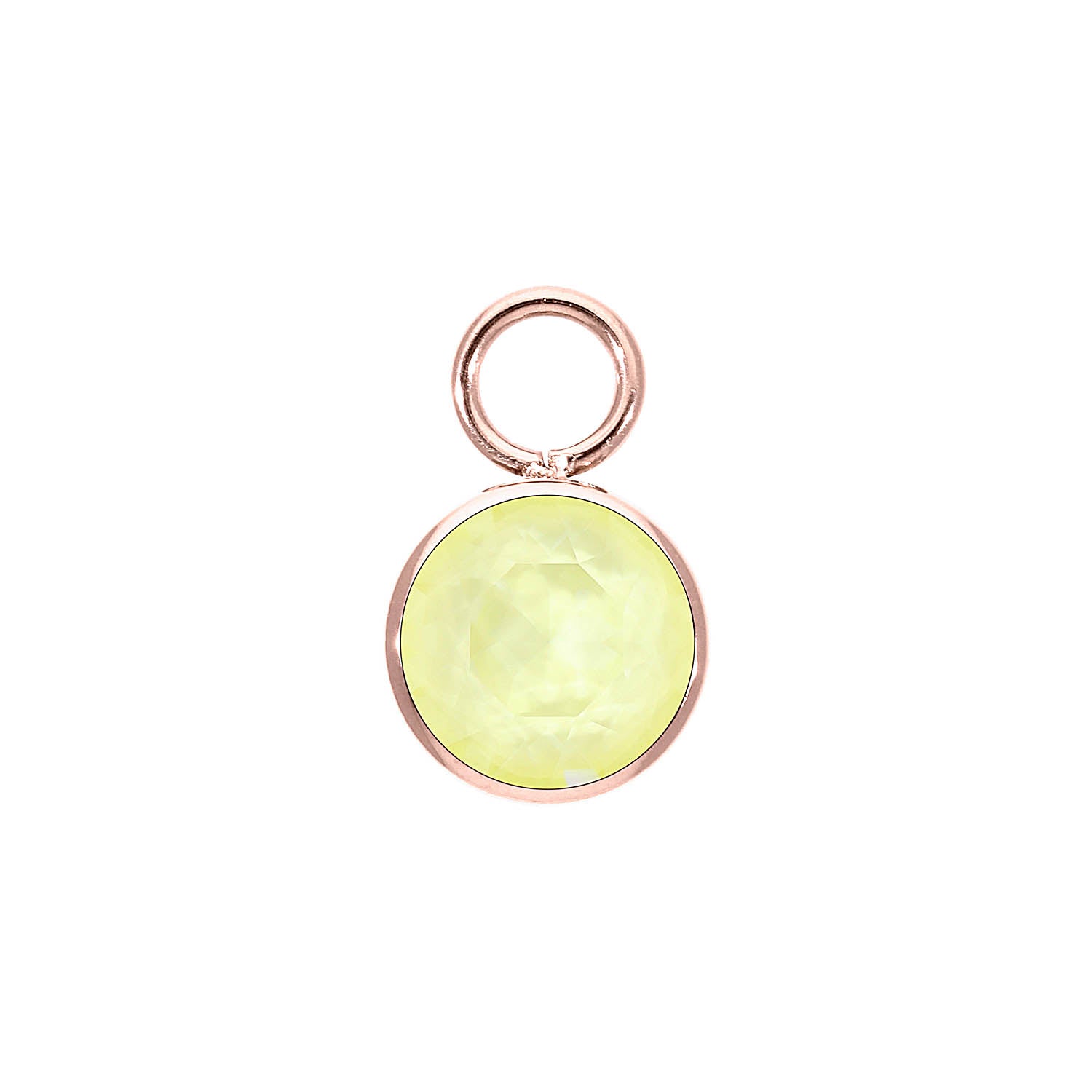 Bottone Charm 0.4" - Rose Gold crystal soft yellow ignite