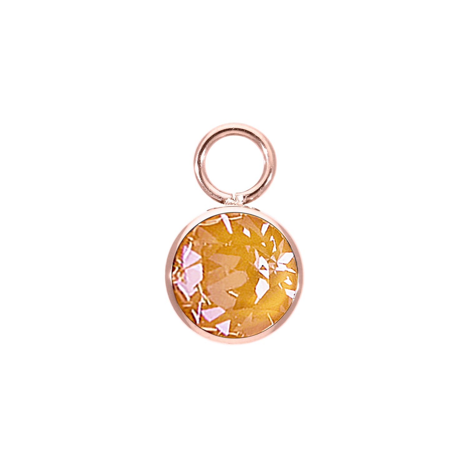 Bottone Charm 0.4" - Rose Gold Crystal Mango Ignite