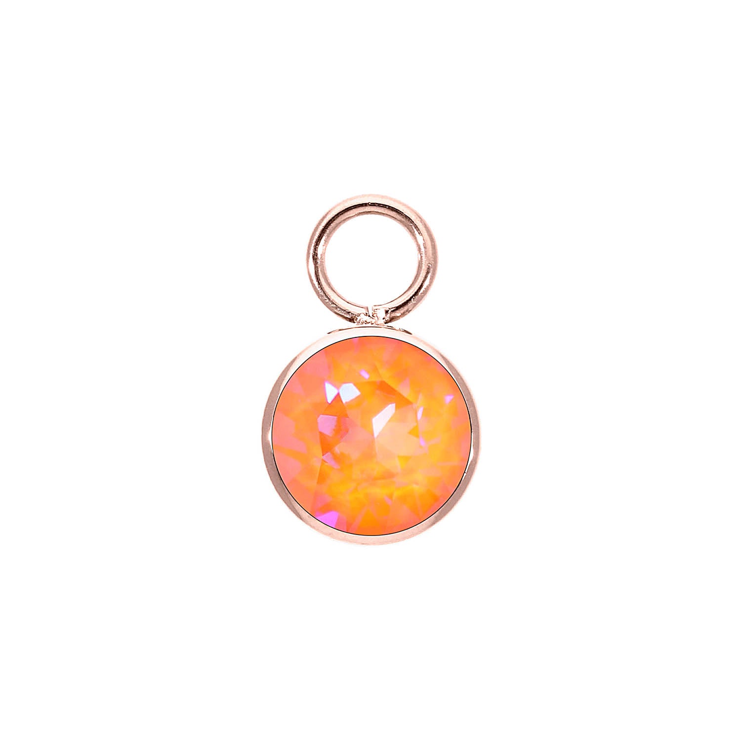 Bottone Charm 0.4" - Rose Gold crystal orange glow delite