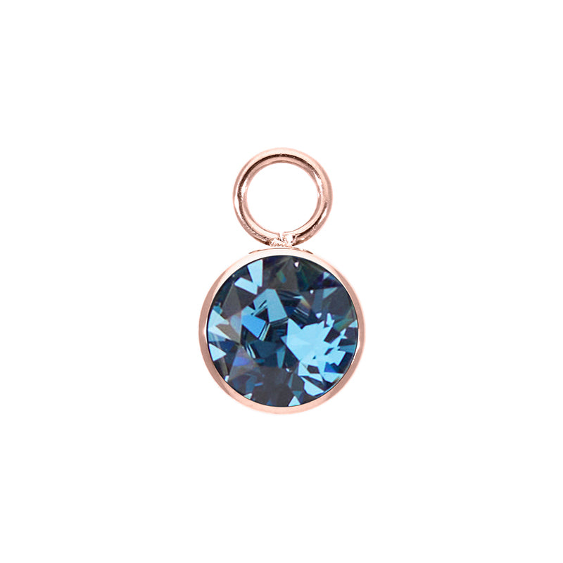 Bottone Charm 0.4" - Rose Gold Denim Blue
