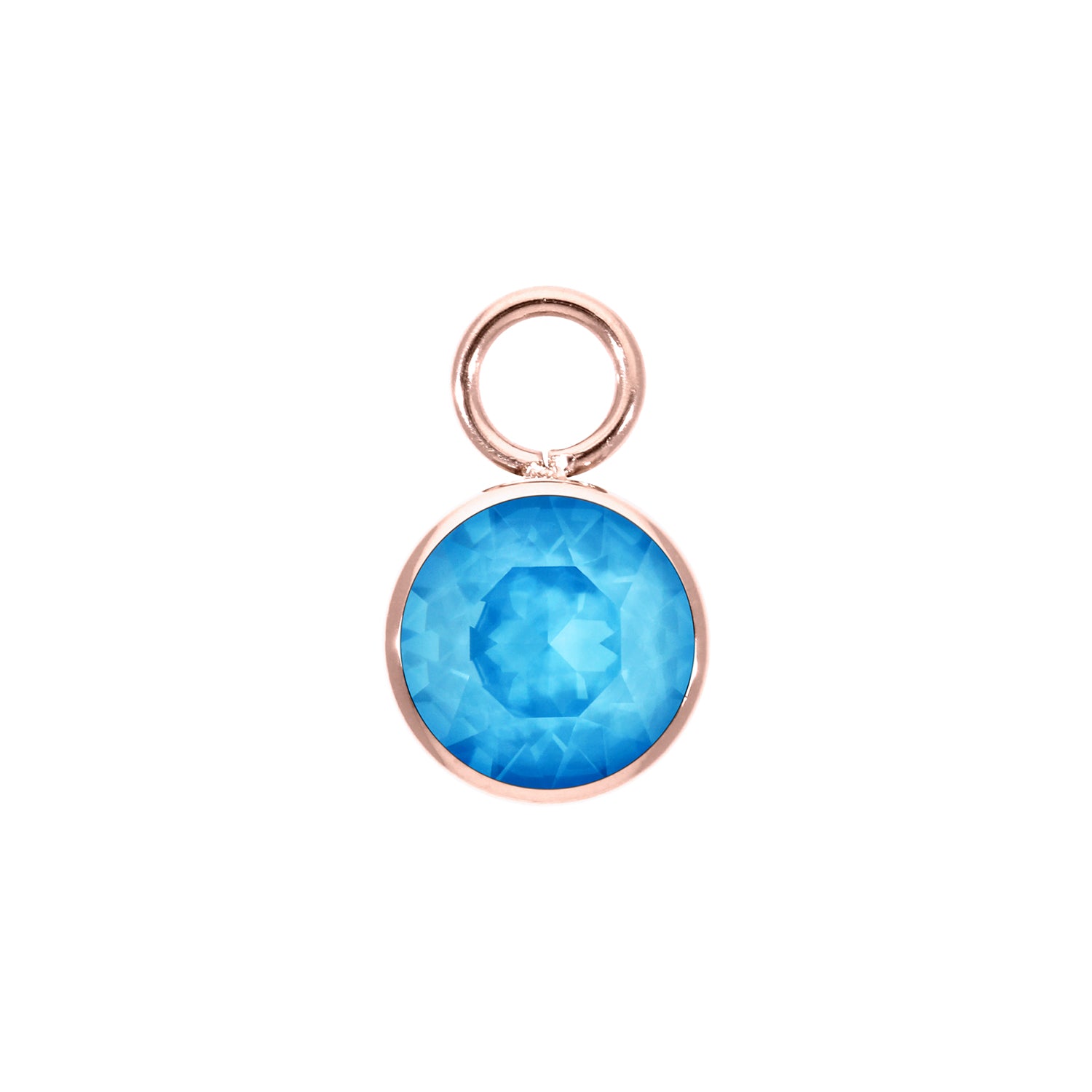 Bottone Charm 0.4" - Rose Gold Crystal Electric Blue Ignite