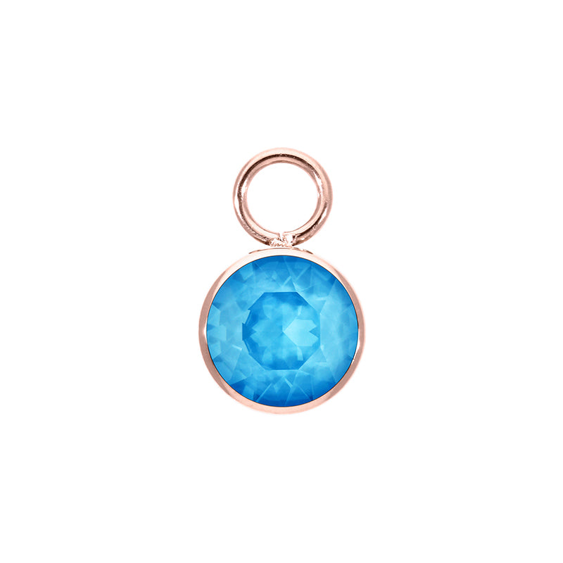 Bottone Charm 0.4" - Rose Gold Crystal Electric Blue Ignite