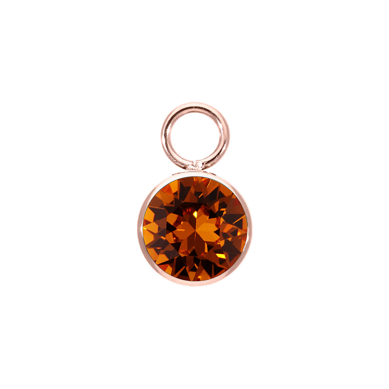 Bottone Charm 0.4" - Rose Gold Smoked Topaz