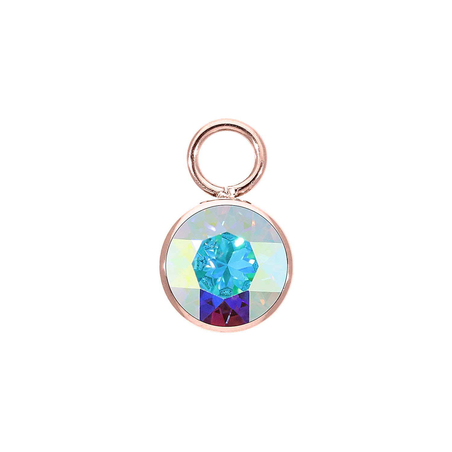 Bottone Charm 0.4" - Rose Gold crystal aurora boreale