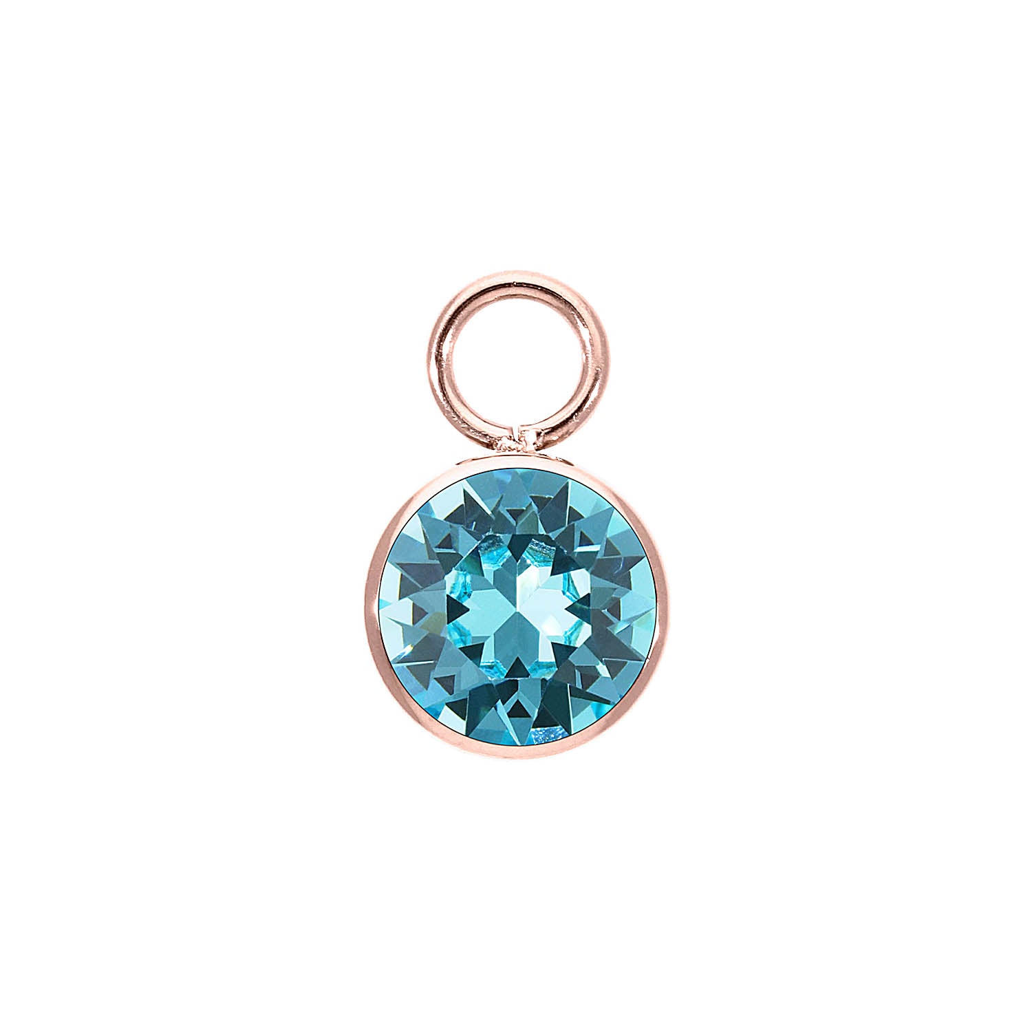 Bottone Charm 0.4" - Rose Gold Light Turquoise