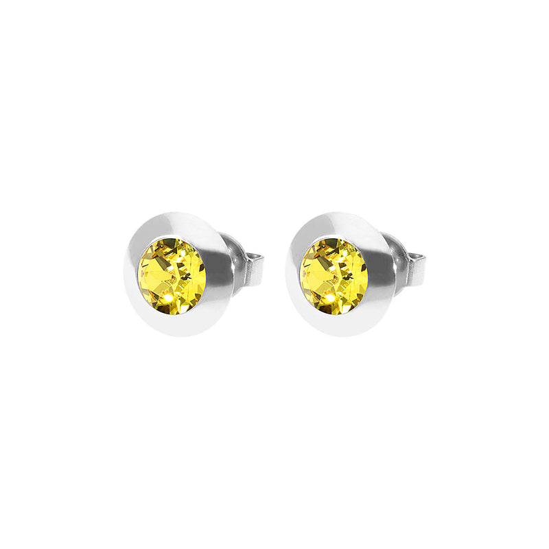 Tondo Stud Earring 0.35" - Silver light topaz