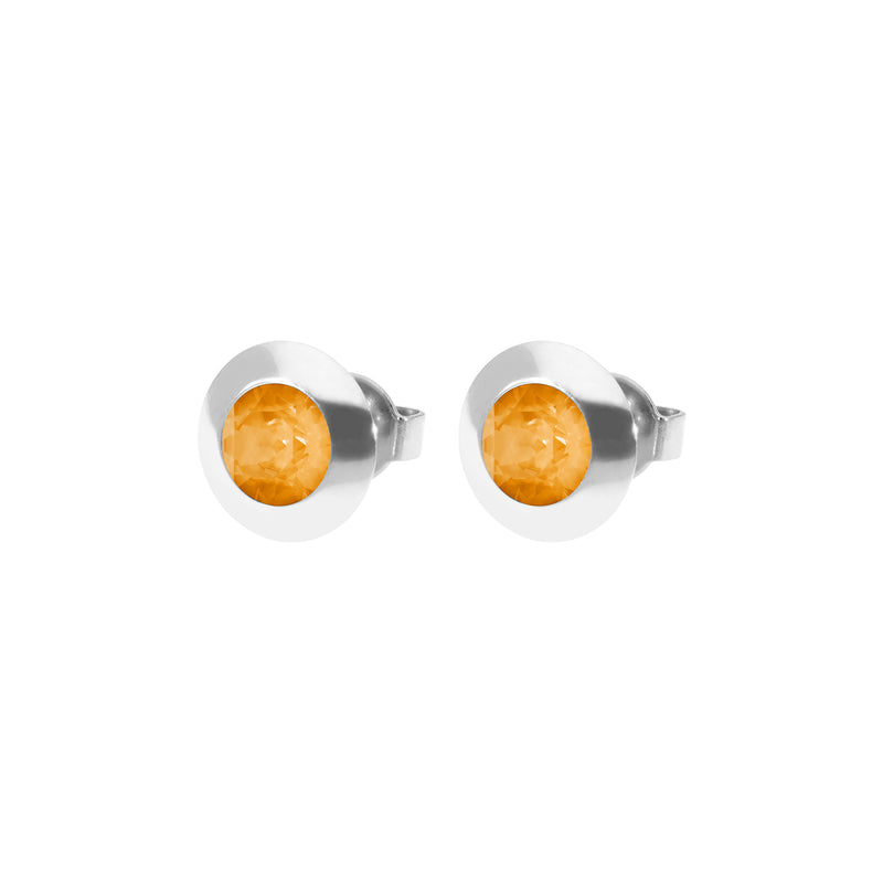 Tondo Stud Earring 0.35" - Silver Crystal Mango Ignite