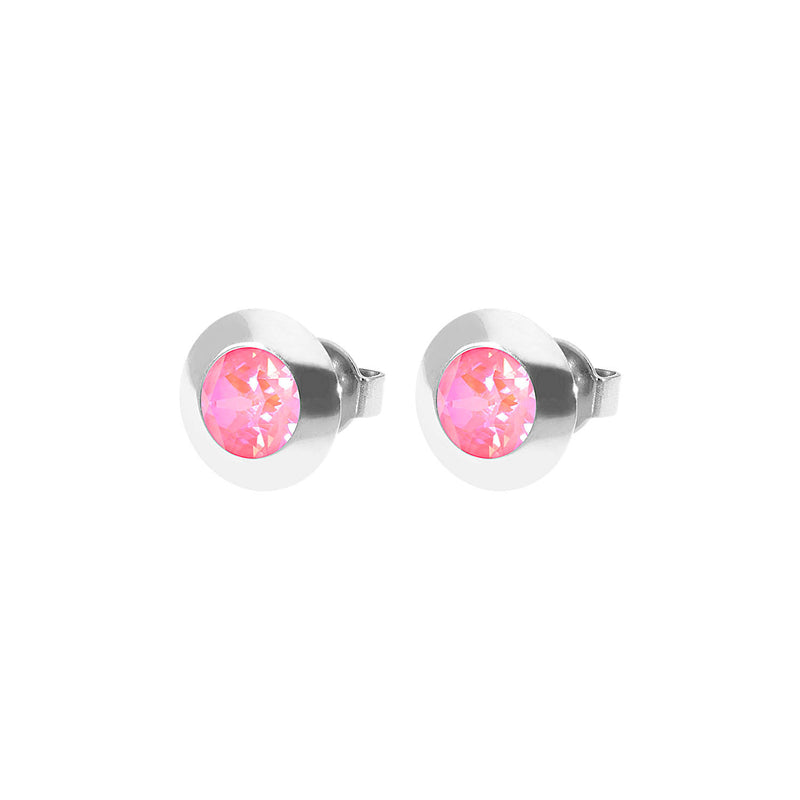 Tondo Stud Earring 0.35" - Silver lotus pink delite
