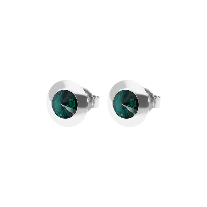 Tondo Stud Earring 0.35" - Silver emerald