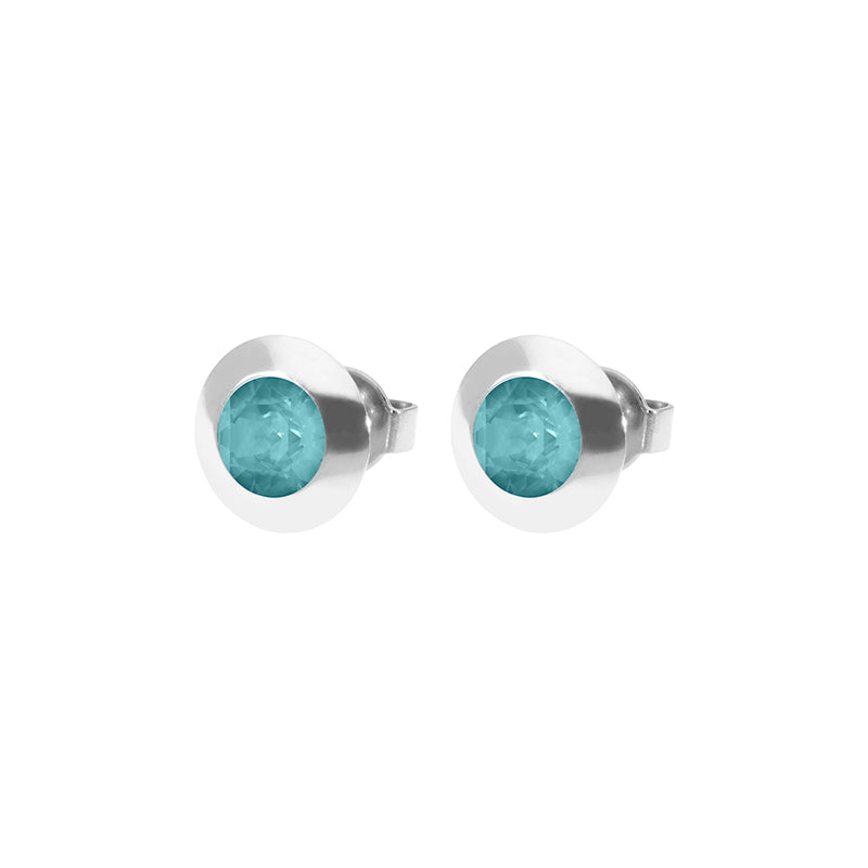 Tondo Stud Earring 0.35" - Silver Crystal Pine Green Ignite