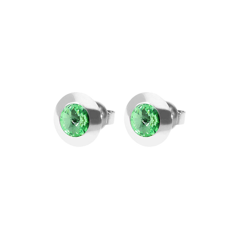 Tondo Stud Earring 0.35" - Silver peridot