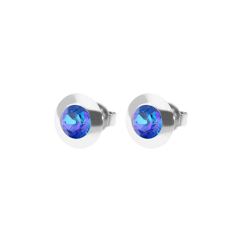 Tondo Stud Earring 0.35" - Silver royal blue delite