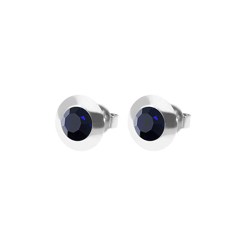 Tondo Stud Earring 0.35" - Silver Dark Indigo