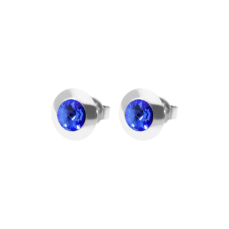 Tondo Stud Earring 0.35" - Silver sapphire