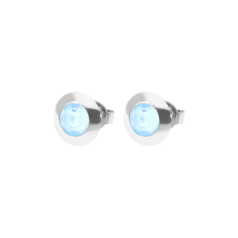 Tondo Stud Earring 0.35" - Silver crystal sky ignite