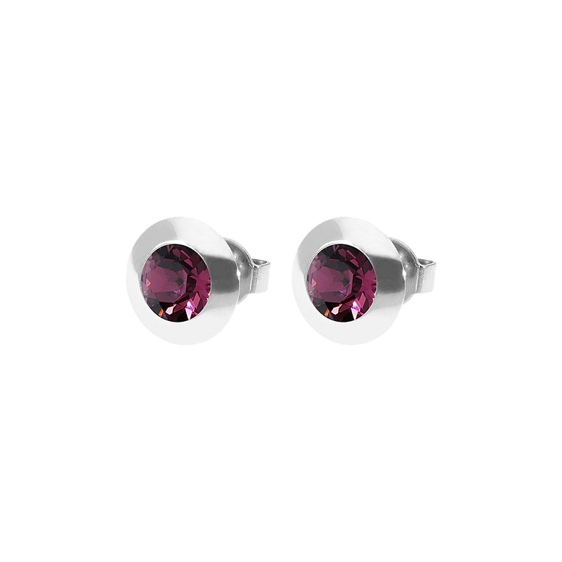 Tondo Stud Earring 0.35" - Silver amethyst