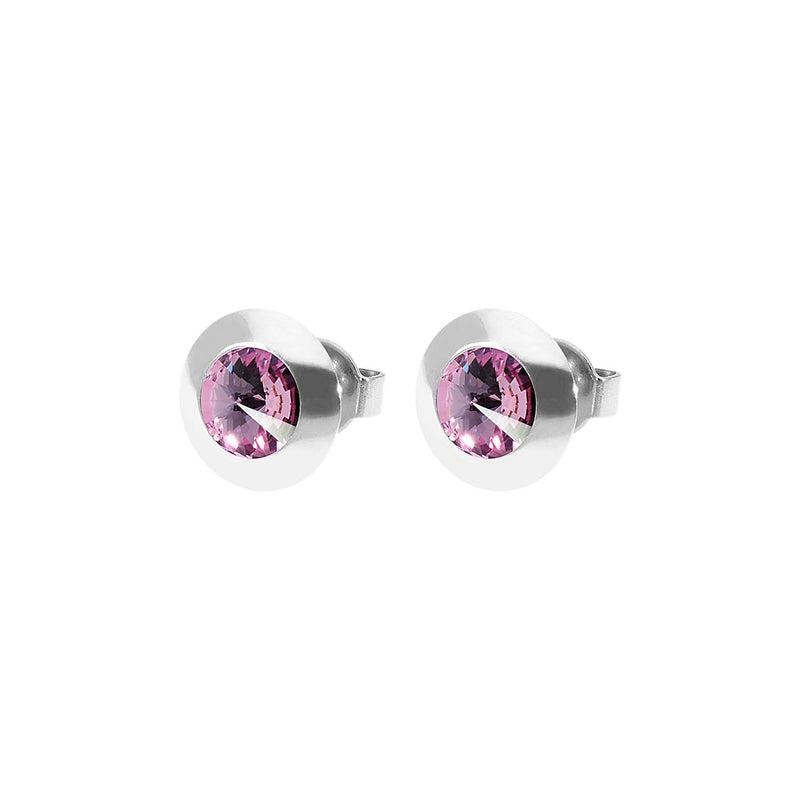 Tondo Stud Earring 0.35" - Silver light amethyst