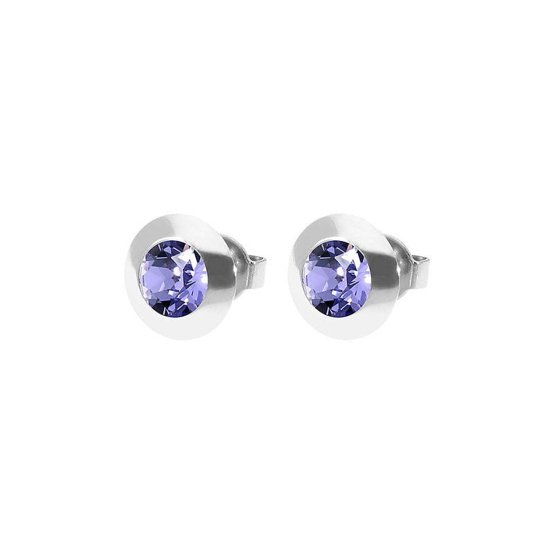 Tondo Stud Earring 0.35" - Silver tanzanite