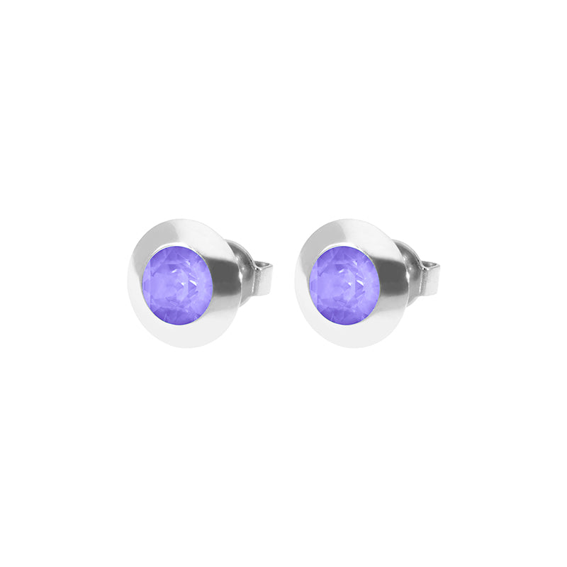 Tondo Stud Earring 0.35" - Silver Crystal Purple Ignite
