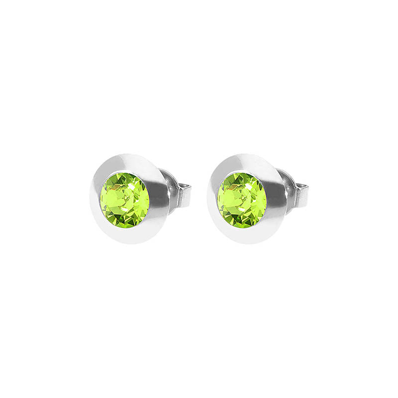 Tondo Stud Earring 0.35" - Silver Citrus Green