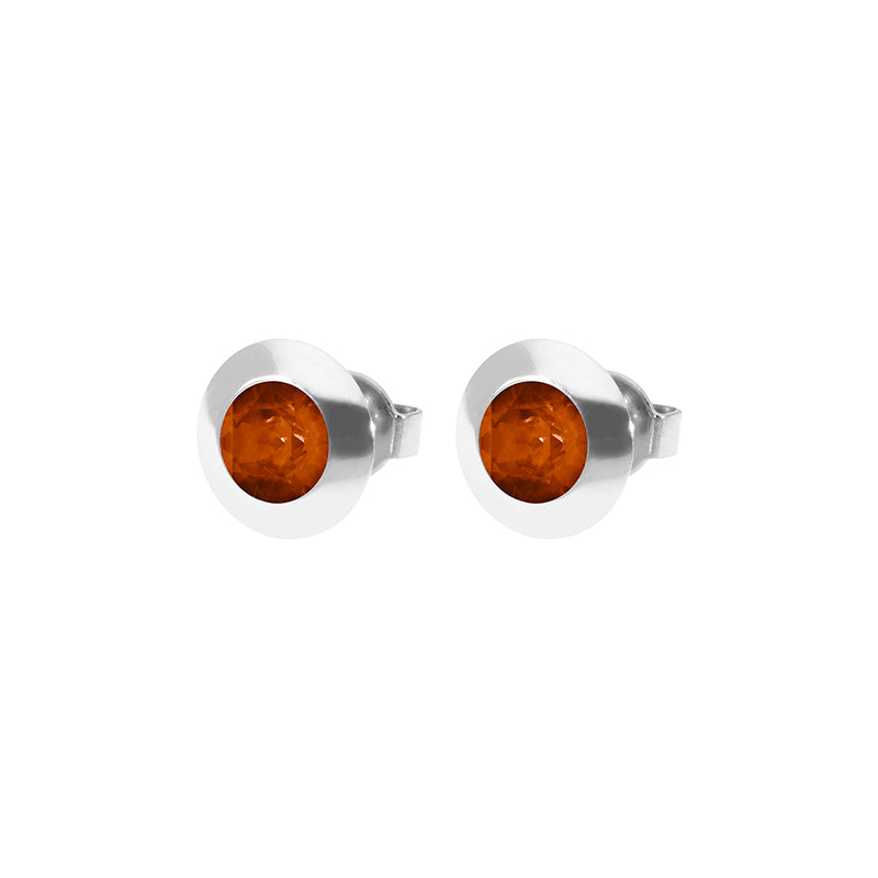 Tondo Stud Earring 0.35" - Silver Smoked Topaz