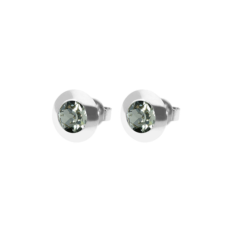 Tondo Stud Earring 0.35" - Silver black diamond