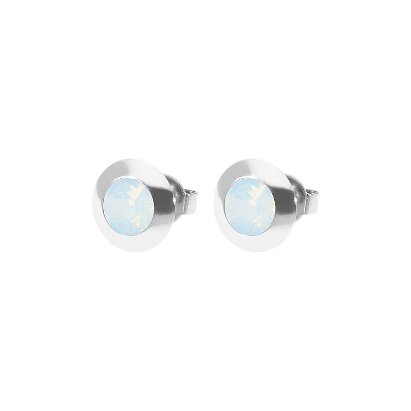 Tondo Stud Earring 0.35" - Silver white opal