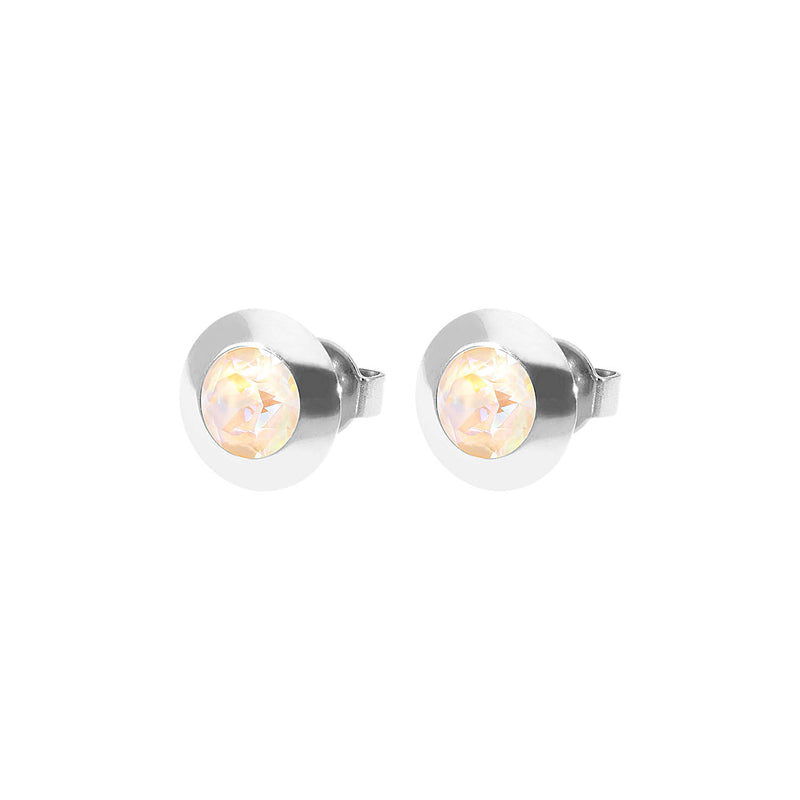 Tondo Stud Earring 0.35" - Silver ivory cream delite