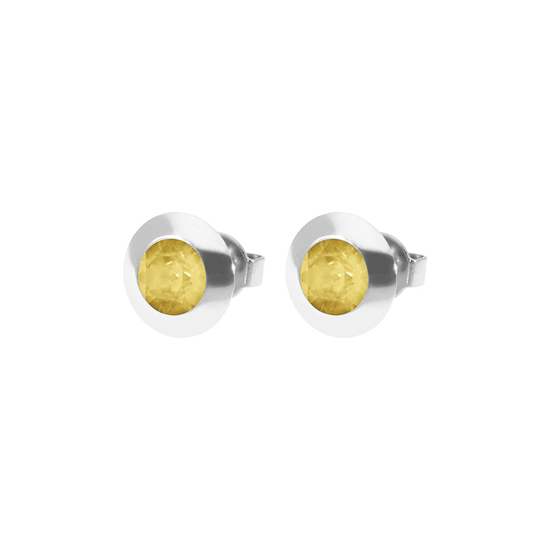 Tondo Stud Earring 0.35" - Silver Recreated Dark Jonquil