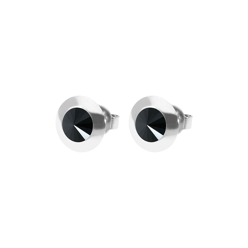 Tondo Stud Earring 0.35" - Silver jet hematite