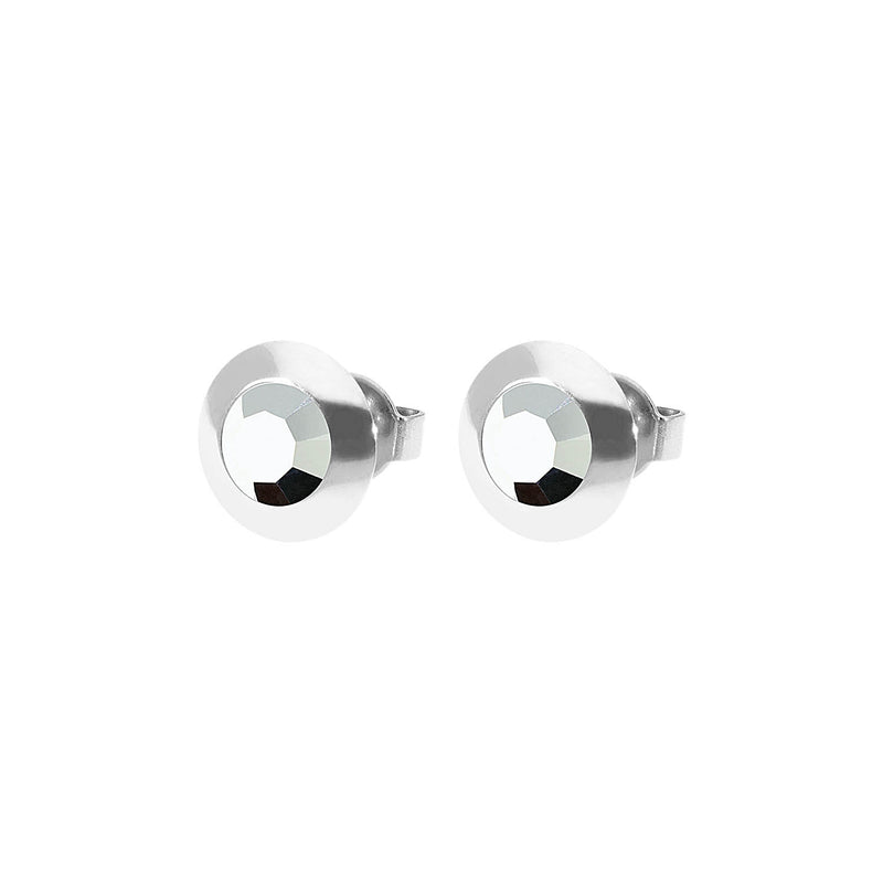 Tondo Stud Earring 0.35" - Silver crystal labrador