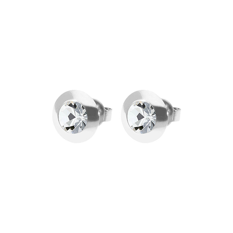 Tondo Stud Earring 0.35" - Silver crystal