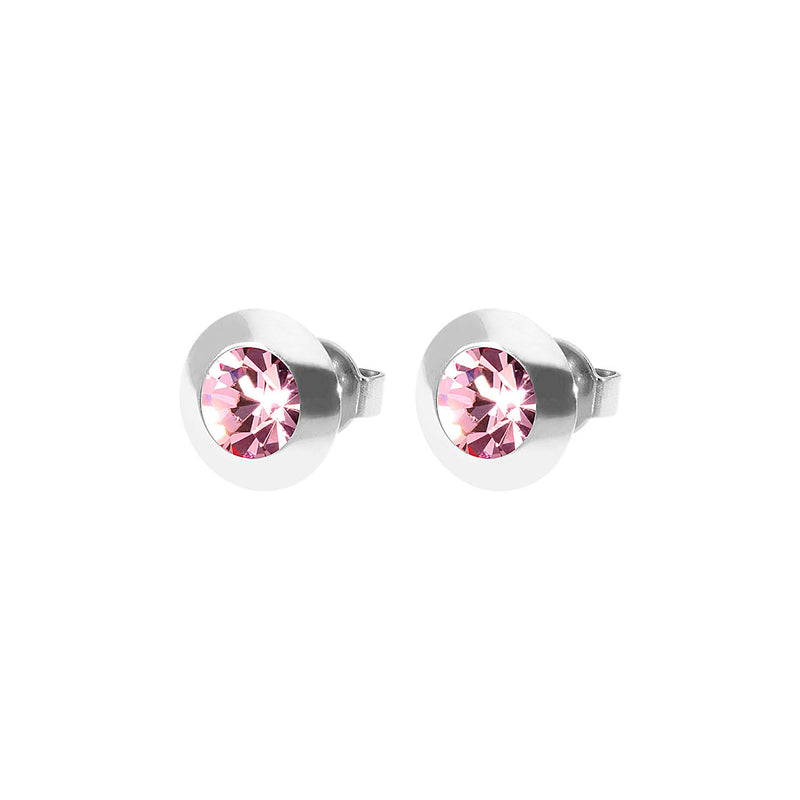 Tondo Stud Earring 0.35" - Silver Light Rose