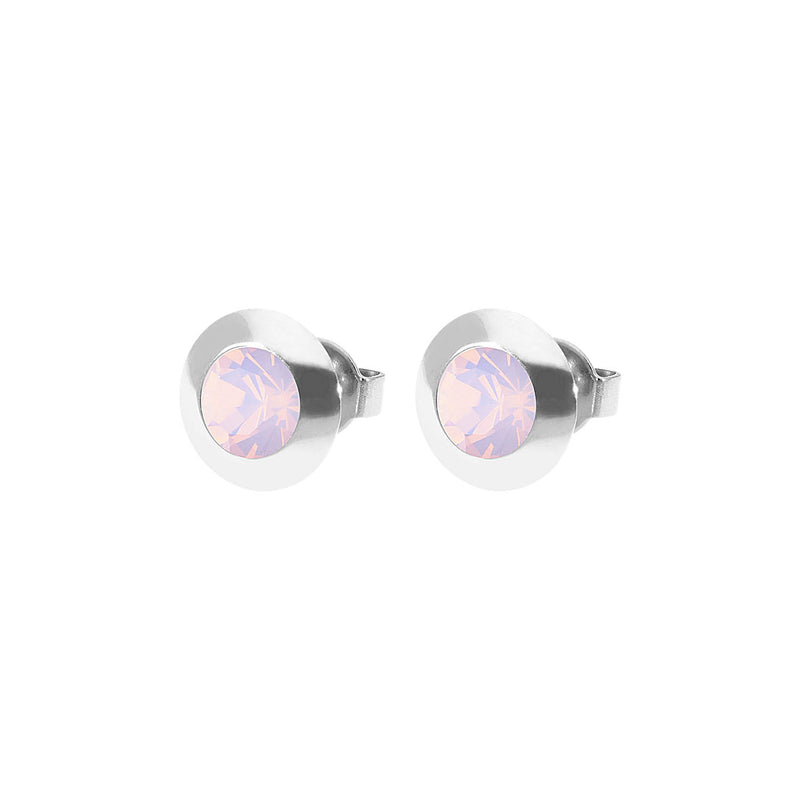 Tondo Stud Earring 0.35" - Silver rose opal
