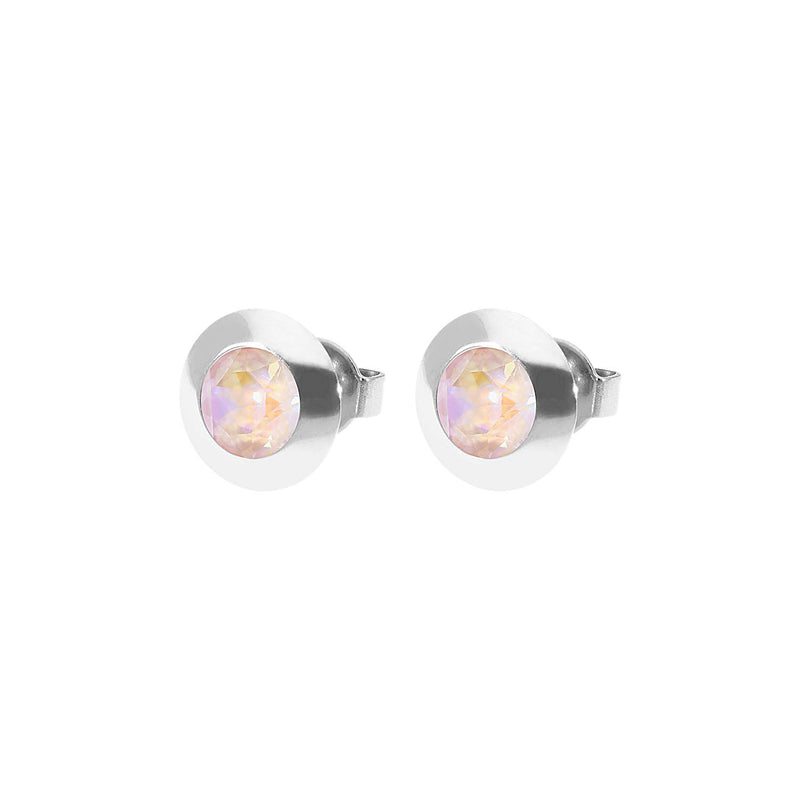 Tondo Stud Earring 0.35" - Silver dusty pink delite