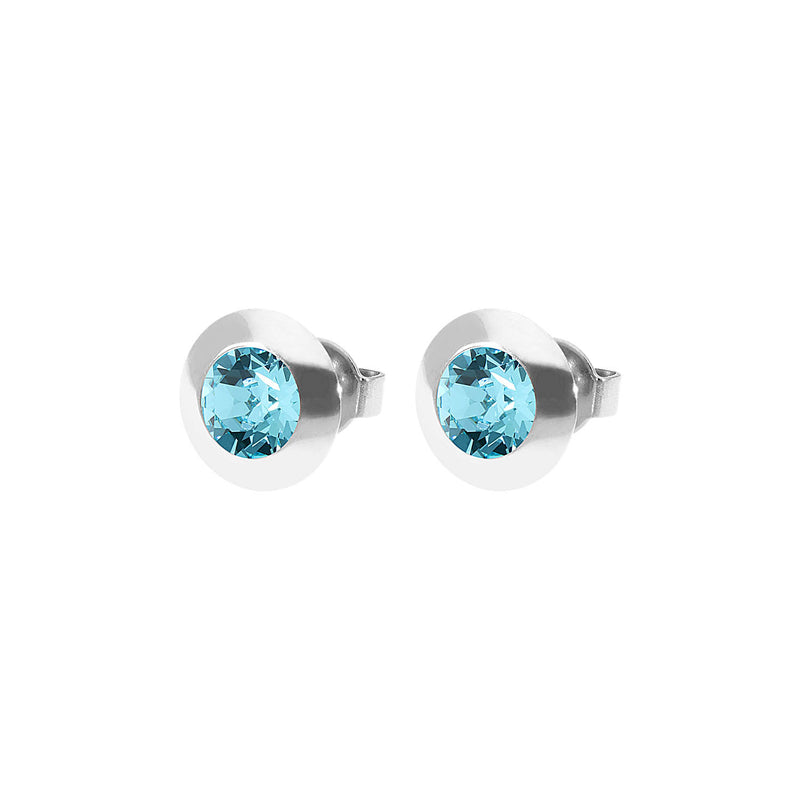 Tondo Stud Earring 0.35" - Silver Light Turquoise