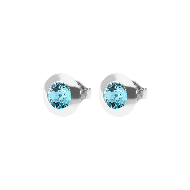 Tondo Stud Earring 0.35" - Silver Light Turquoise