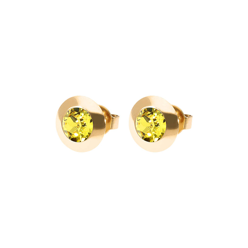 Tondo Stud Earring 0.35" - Gold light topaz