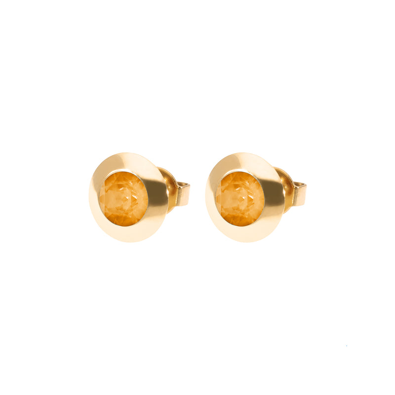 Tondo Stud Earring 0.35" - Gold Crystal Mango Ignite