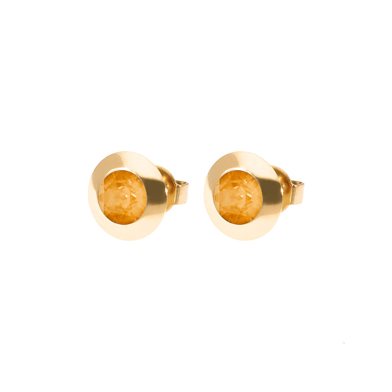 Tondo Stud Earring 0.35" - Gold Crystal Mango Ignite