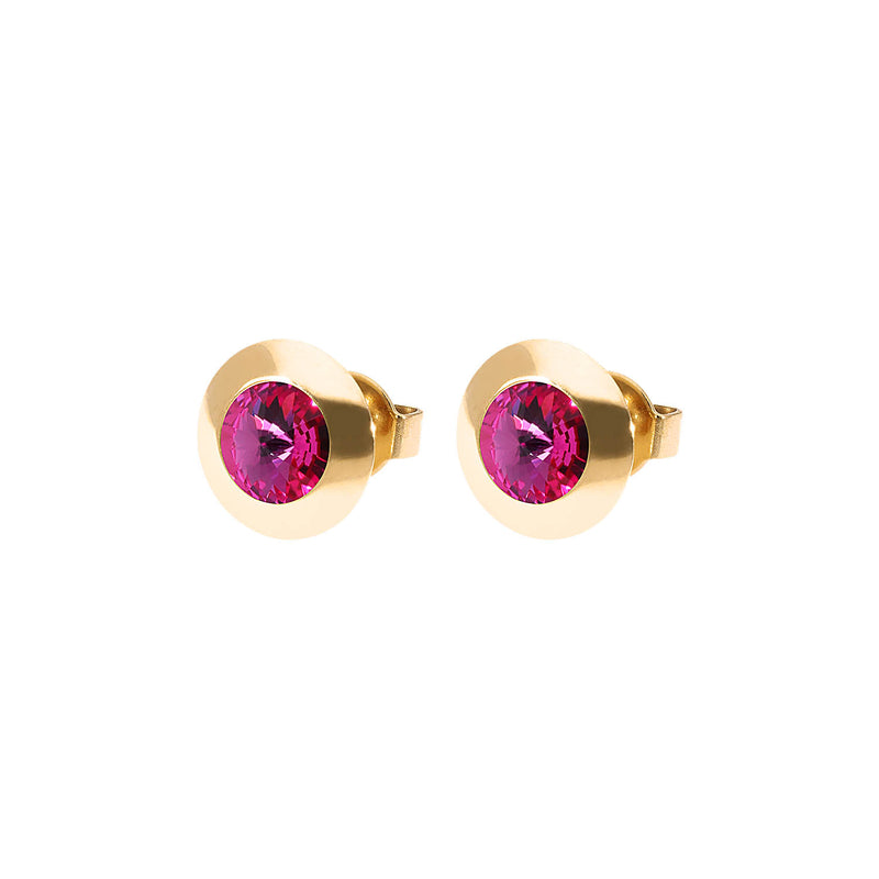 Tondo Stud Earring 0.35" - Gold fuchsia